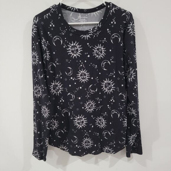 Womens Celestial Long Sleeve Top Size XXL Whimsigoth Witchy Stars Moon - Picture 1 of 7